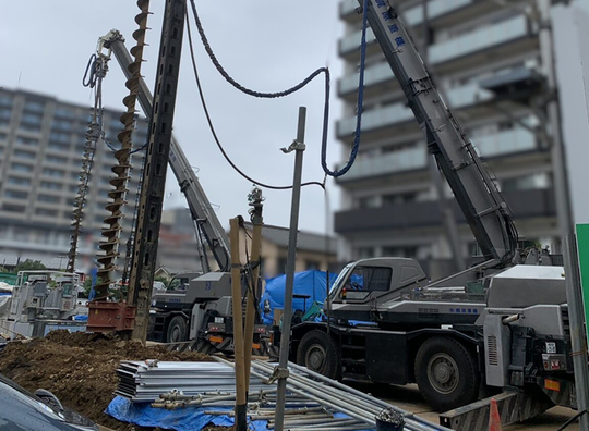 山留工事の施工現場